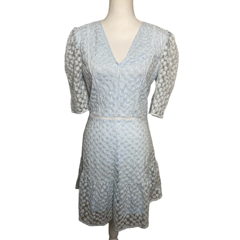 eilly bazar Womens Light Baby Blue Dress Plunge Neck Lacey Size Medium m